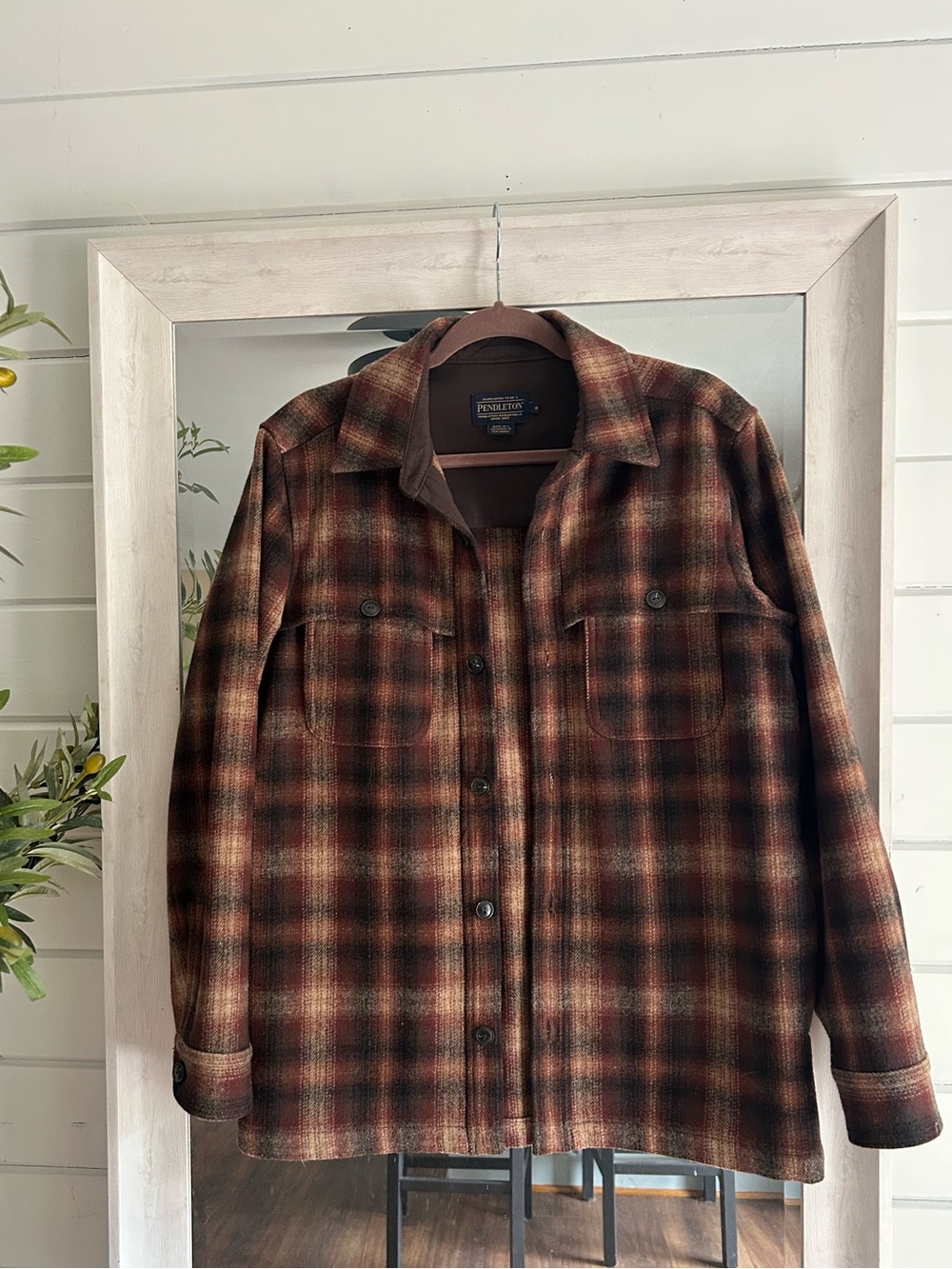 Pendleton Rust and Brown Plaid Wool Shacket